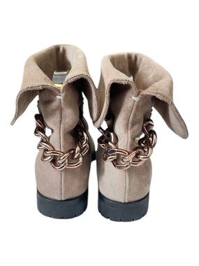 Marc Jacobs Tan Suede Chunky Chain Lug Sole Boots 37.5
